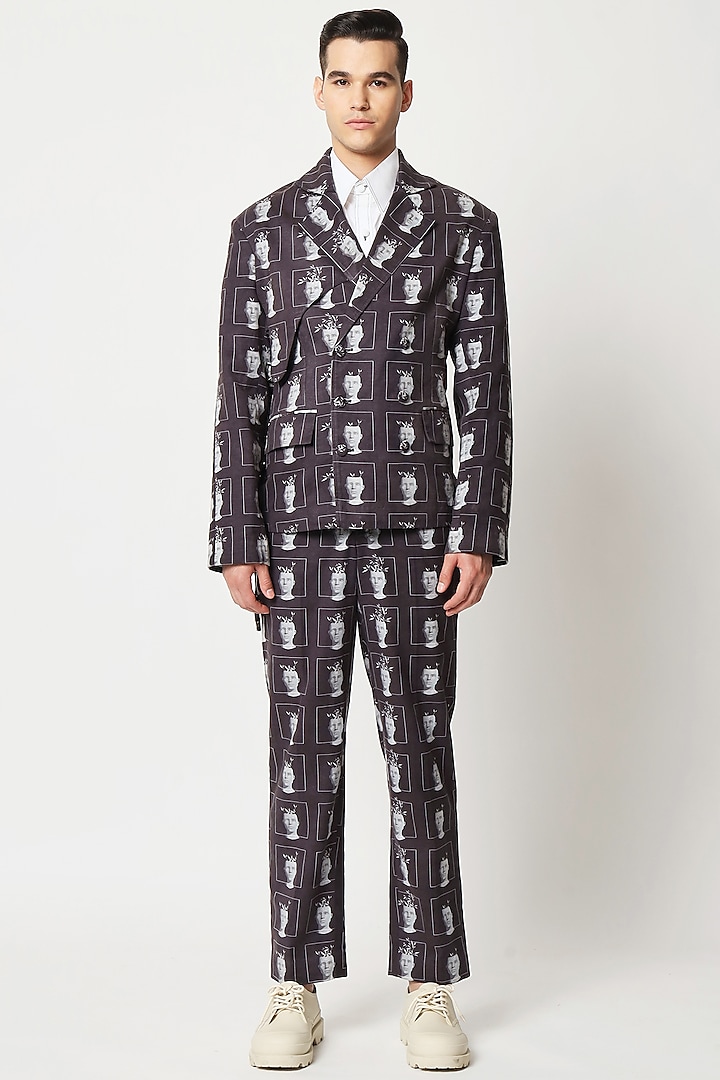 Black Cotton Digital Printed Jacket by Two Point Two
