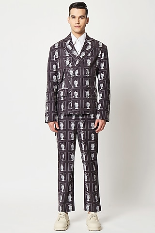 Black Cotton Digital Printed Jacket by Two Point Two
