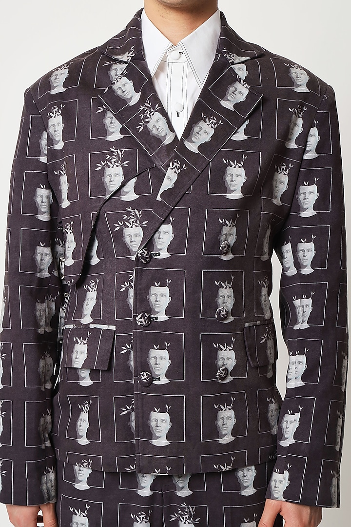 Black Cotton Digital Printed Jacket by Two Point Two at Pernia's Pop Up Shop