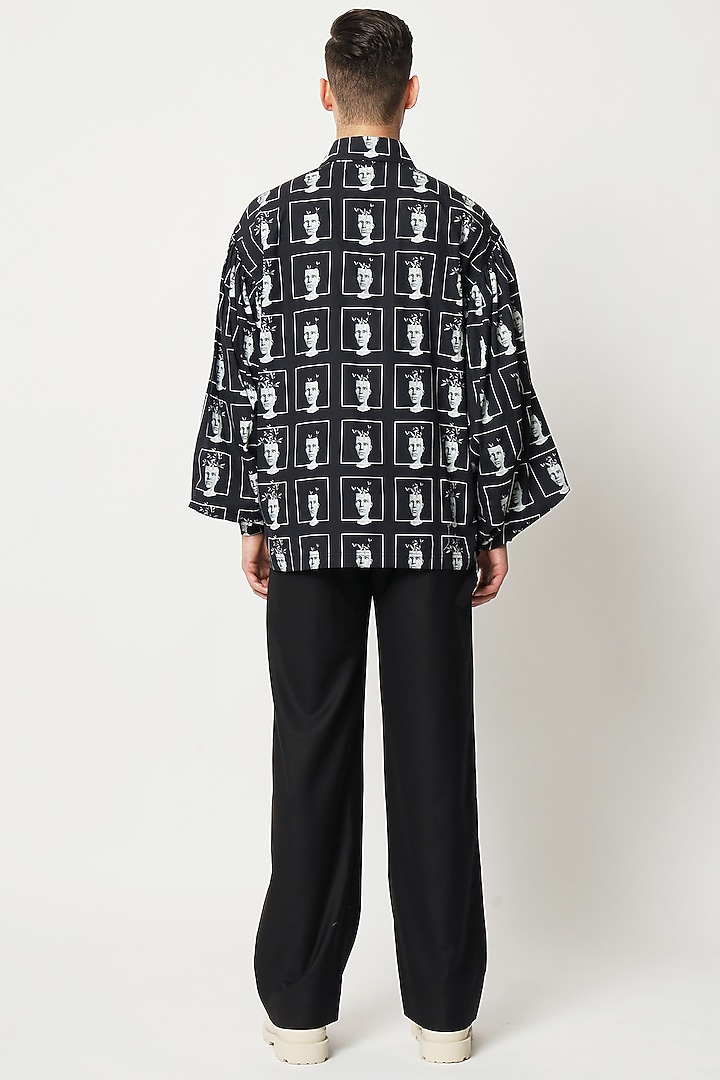 Black Cotton Digital Printed Wedding Shirt by Two Point Two at Pernia's Pop Up Shop