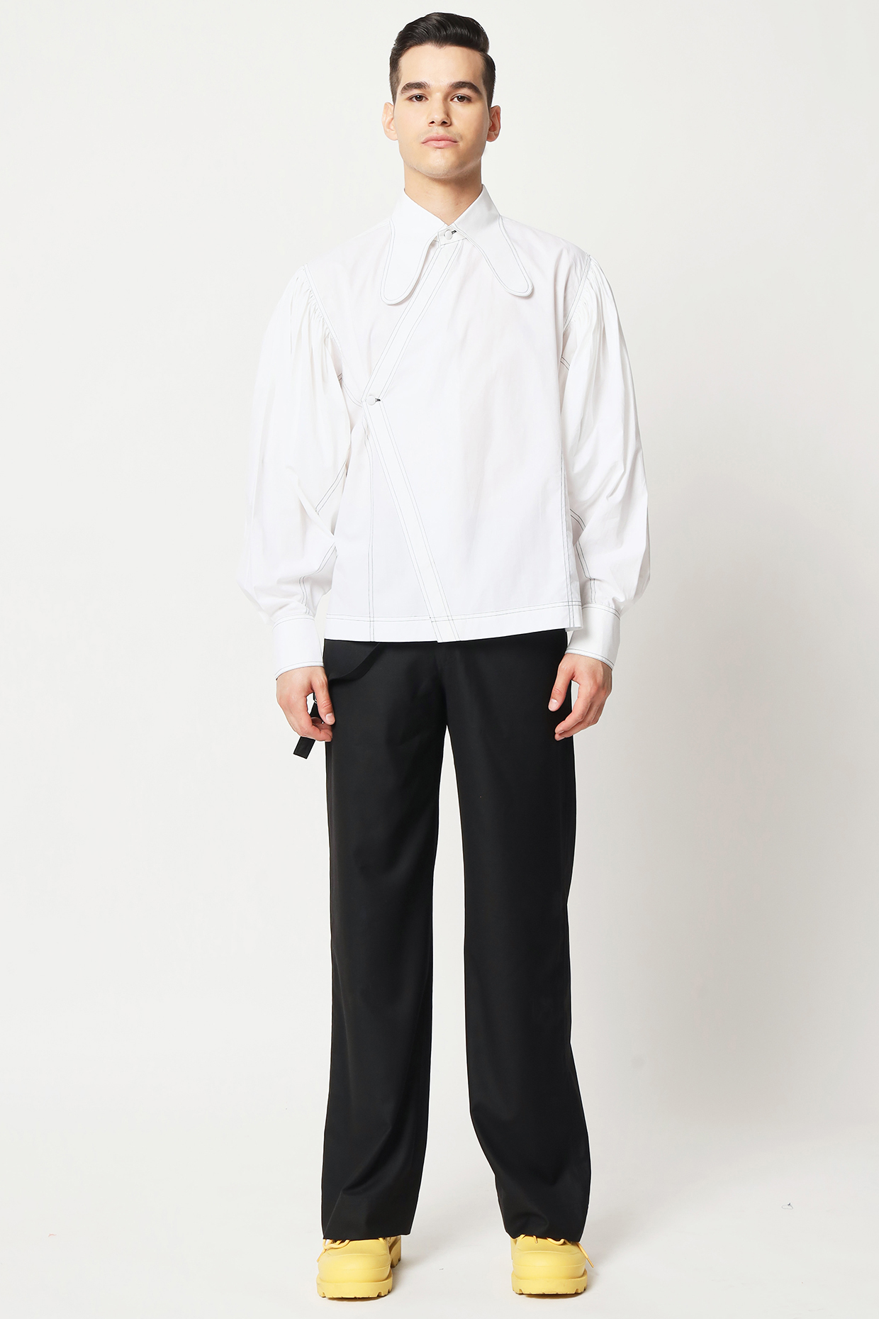 White Cotton  sagar Wedding Shirt by Two Point Two at Pernia's Pop Up Shop