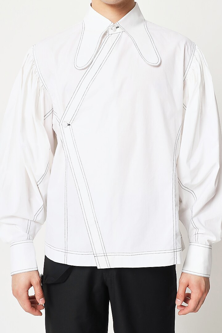 White Cotton Wedding Shirt by Two Point Two at Pernia's Pop Up Shop