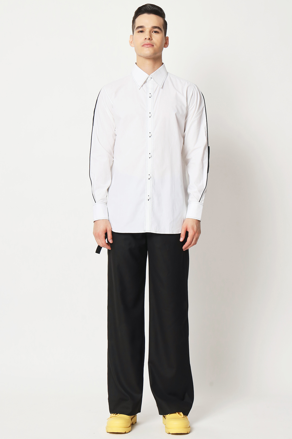 White Cotton  sagar Wedding Shirt by Two Point Two at Pernia's Pop Up Shop