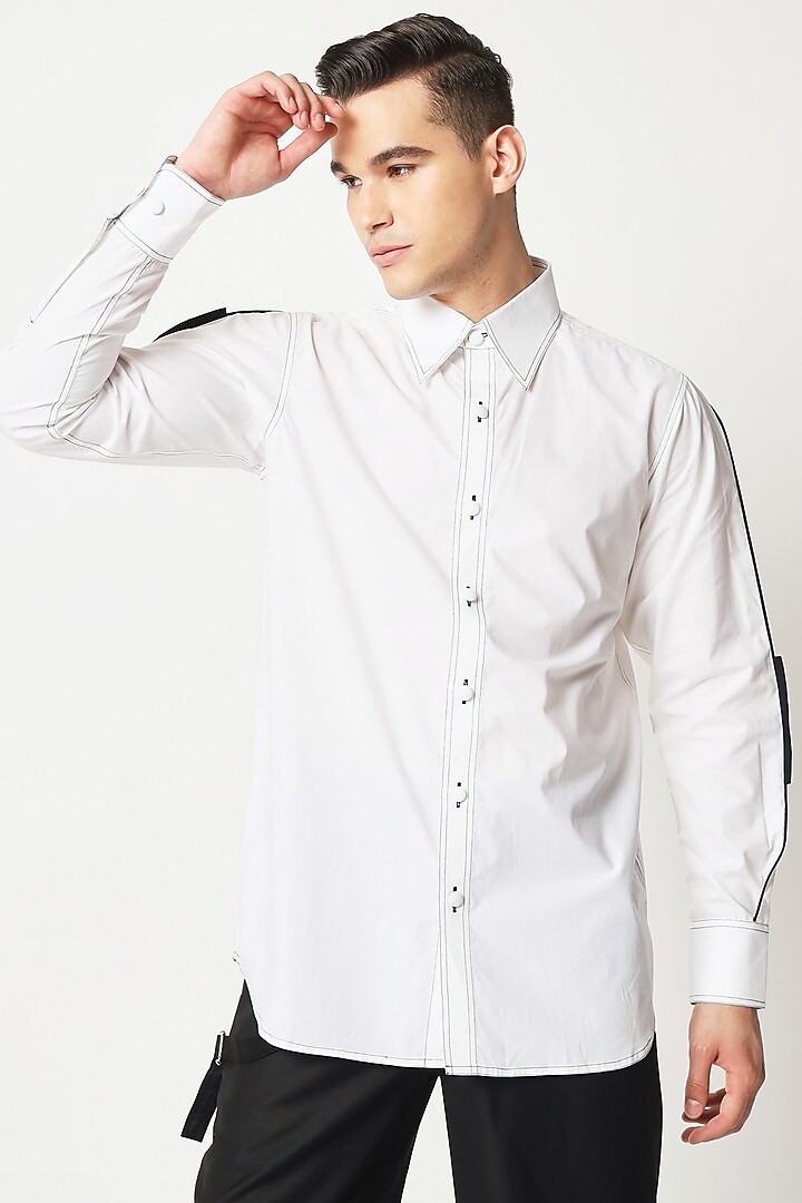 White Cotton Wedding Shirt by Two Point Two at Pernia's Pop Up Shop