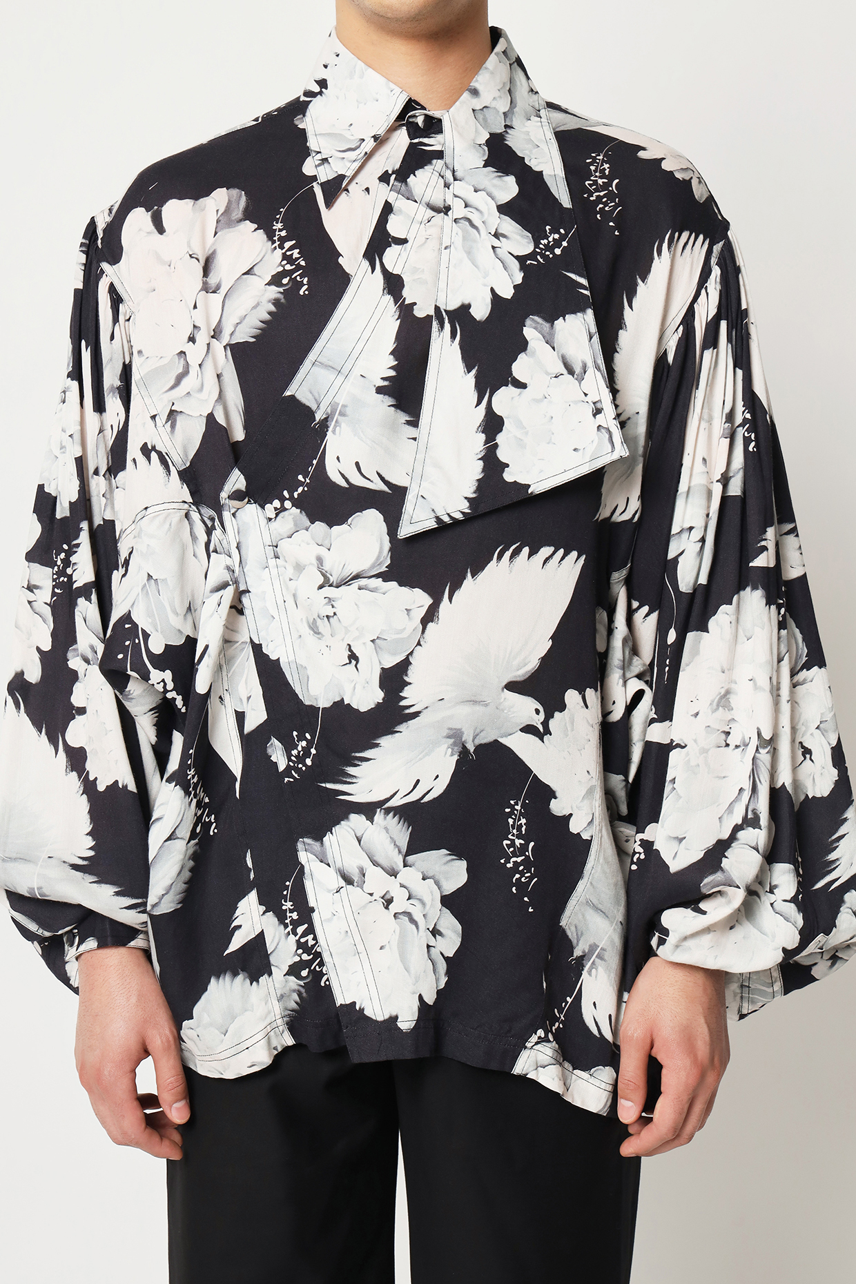 Black Cotton Floral Digital Printed  sagar Wedding Shirt by Two Point Two at Pernia's Pop Up Shop