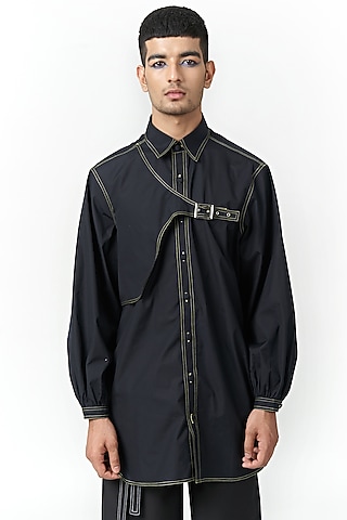 Black Cotton Shirt by Two Point Two