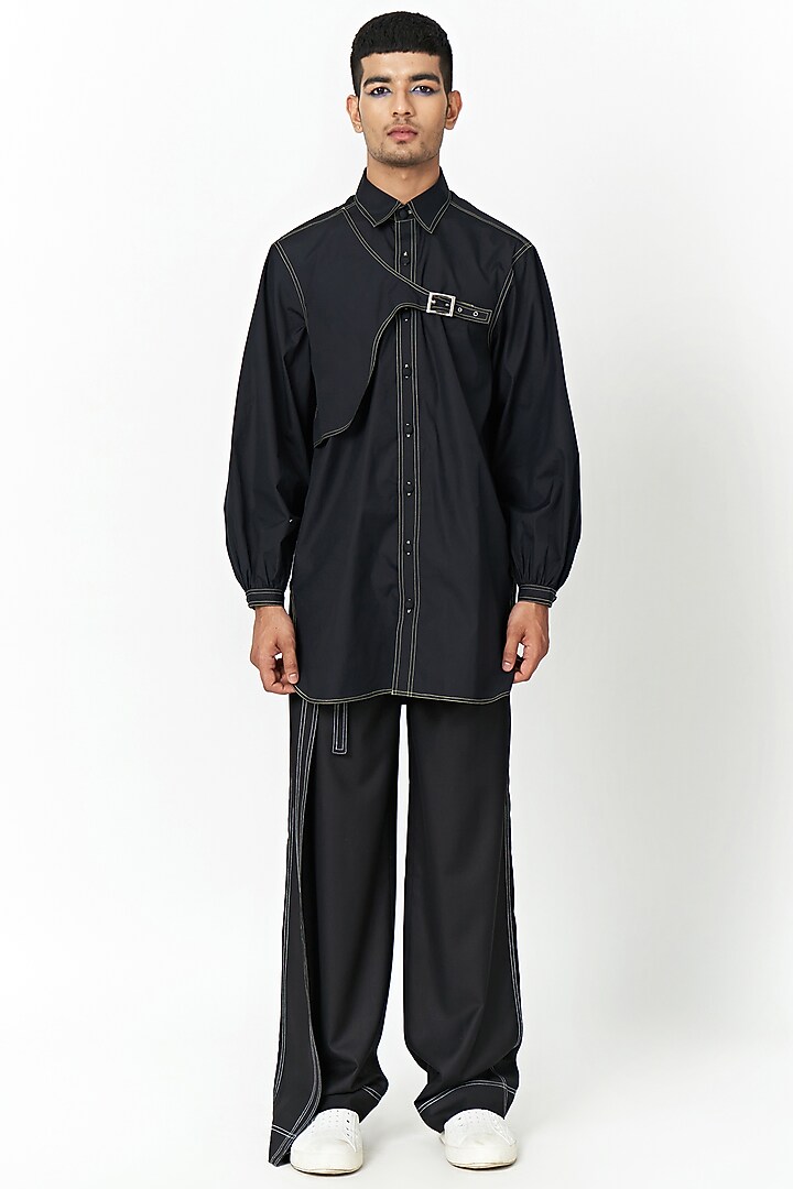 Black Cotton Party Wear Shirt by Two Point Two at Pernia's Pop Up Shop