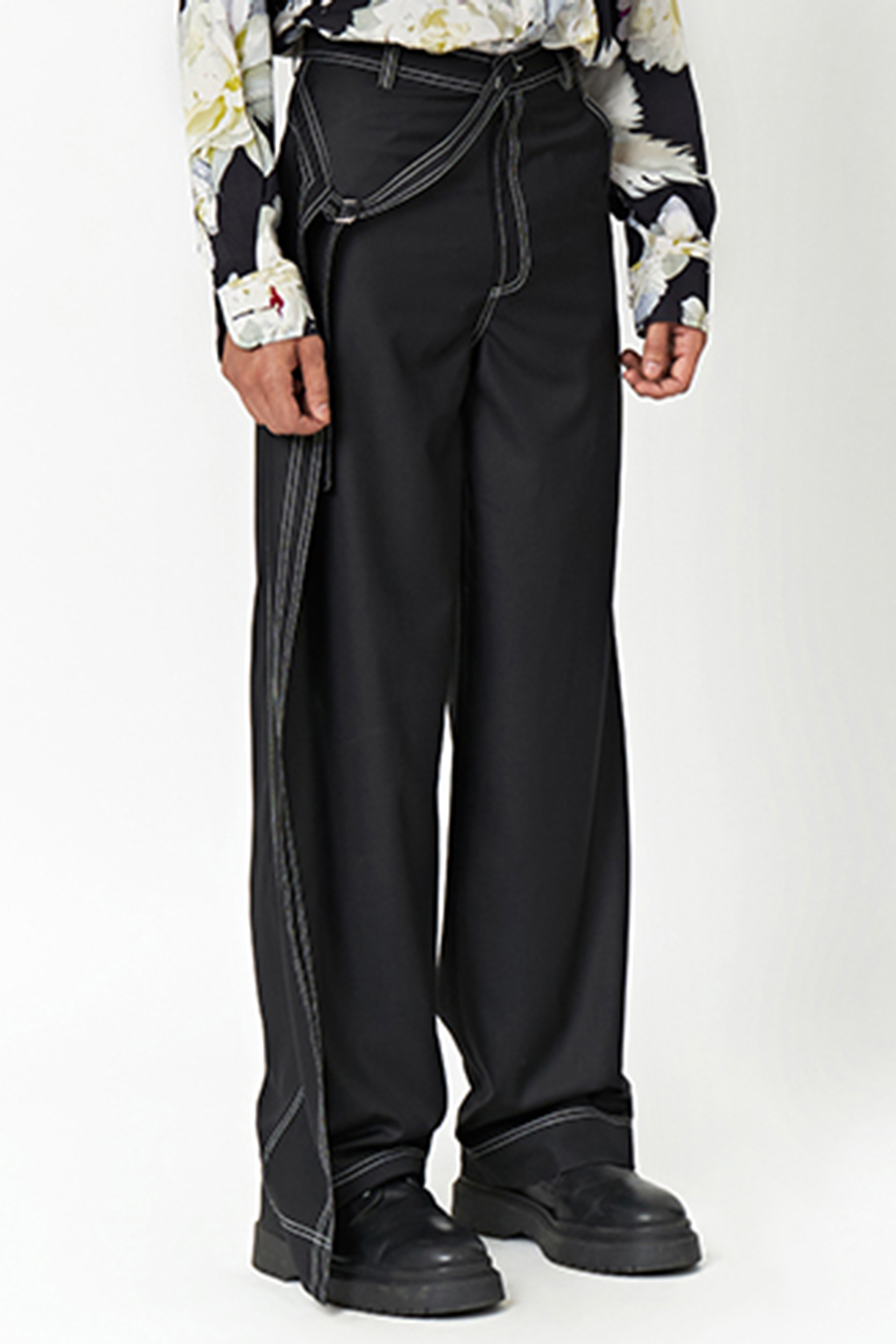 Black Cotton Printed Pants by Two Point Two at Pernia's Pop Up Shop