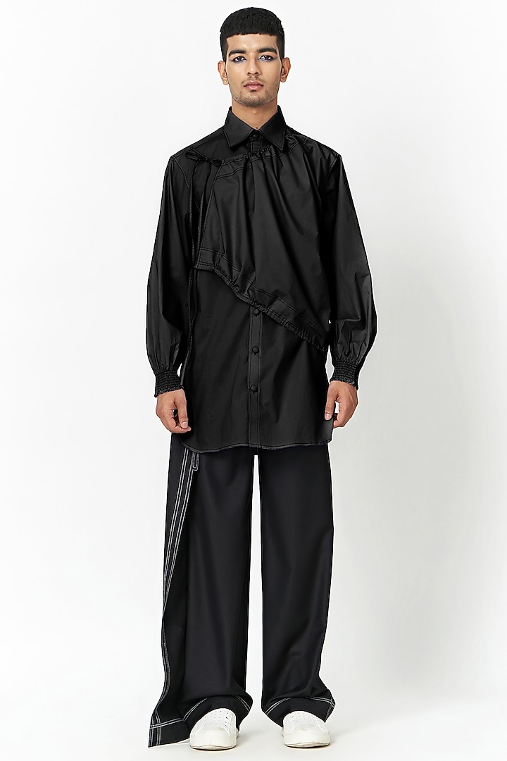 Black Cotton Wedding Shirt by Two Point Two at Pernia's Pop Up Shop