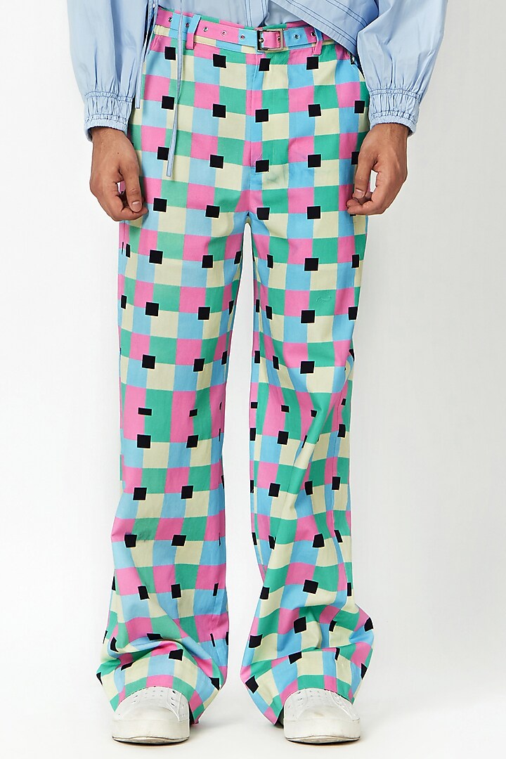 Multi-Colored Cotton Digital Printed Pants by Two Point Two