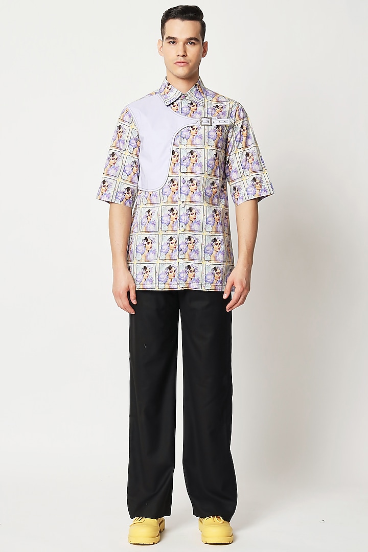 Lavender Cotton Digital Printed Shirt by Two Point Two