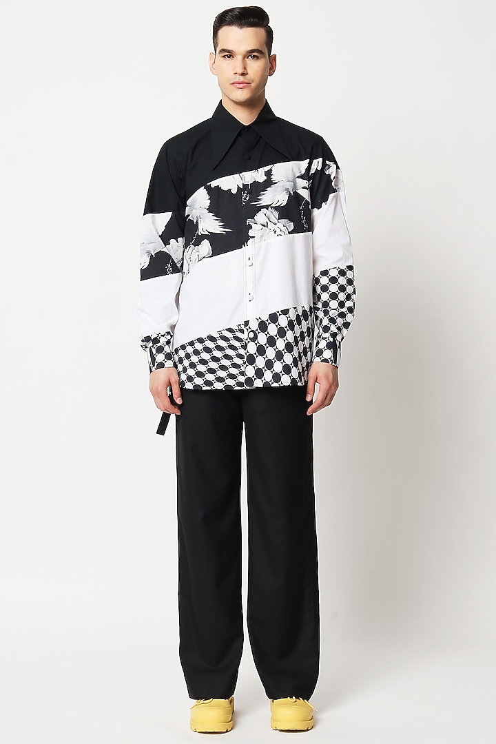 Black & White Cotton Digital Printed Wedding Shirt by Two Point Two at Pernia's Pop Up Shop
