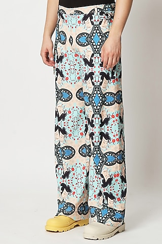 Multi-Colored Cotton Digital Printed Pants by Two Point Two