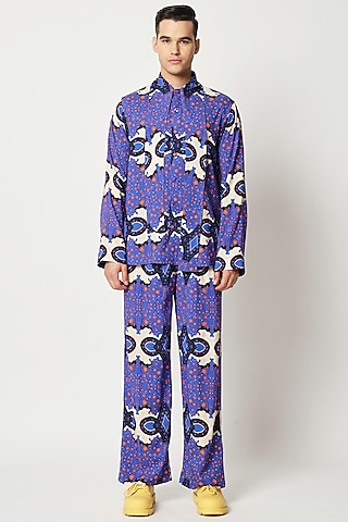 Violet Cotton Digital Printed Shirt by Two Point Two