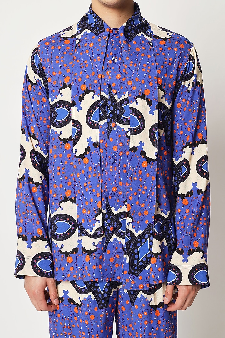 Violet Cotton Digital Printed Wedding Shirt by Two Point Two at Pernia's Pop Up Shop