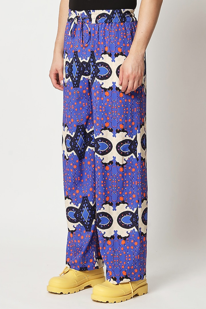 Violet Cotton Digital Printed Pants by Two Point Two
