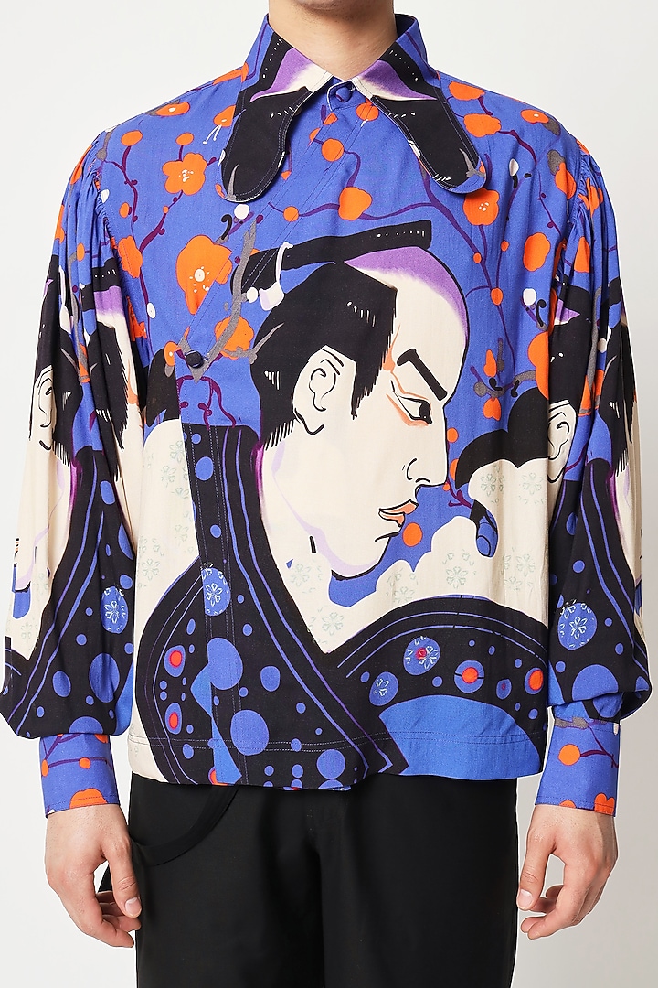 Violet Cotton Digital Printed Wedding Shirt by Two Point Two at Pernia's Pop Up Shop