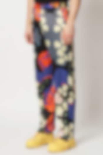 Blue Silk Digital Printed Pants by Two Point Two