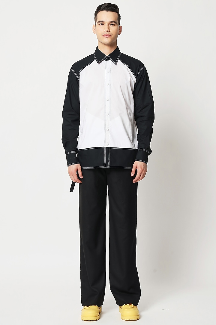 White & Black Cotton Shirt by Two Point Two at Pernia's Pop Up Shop