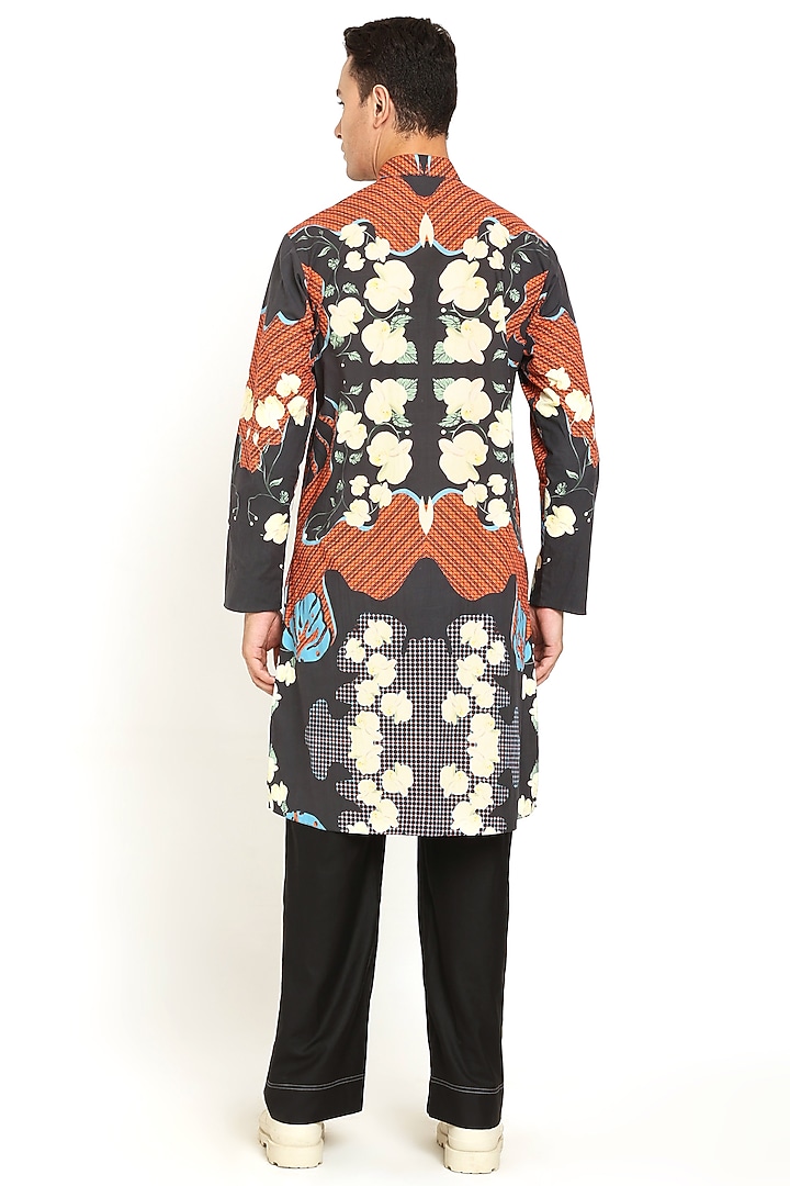 Black Cotton Printed Kurta by Two Point Two at Pernia's Pop Up Shop