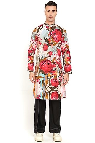 Light Pink Cotton Printed Kurta by Two Point Two