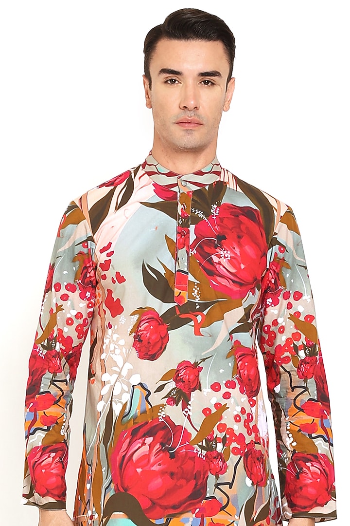 Light Pink Cotton Printed Kurta by Two Point Two at Pernia's Pop Up Shop