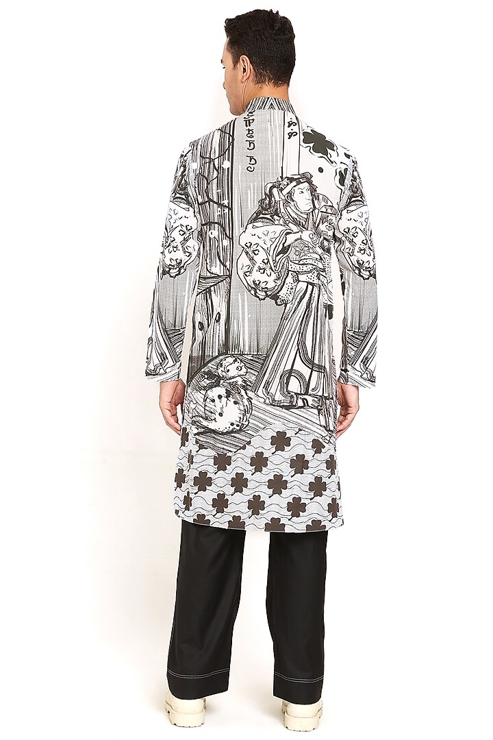 White Cotton Printed Kurta by Two Point Two at Pernia's Pop Up Shop