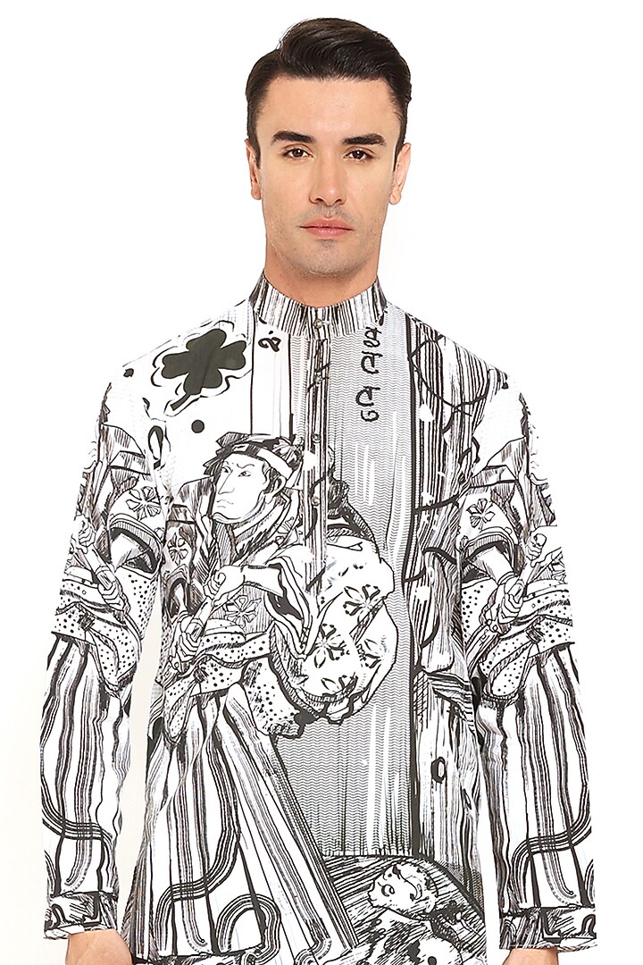White Cotton Printed Kurta by Two Point Two at Pernia's Pop Up Shop