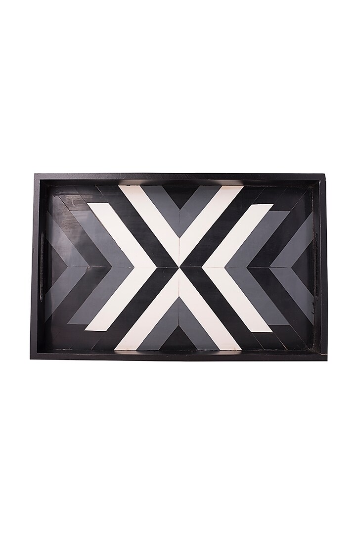 Black & White Wooden Tray by The Pitara Project