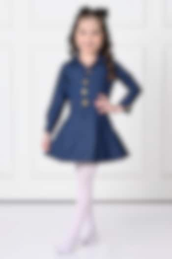 Dark Blue Denim Dress For Girls by The Pony & Peony Co at Pernia's Pop Up Shop