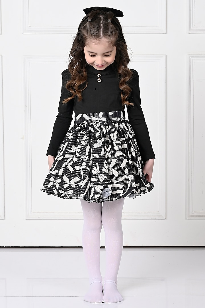 Black Cotton Bow Skirt Set For Girls by The Pony & Peony Co at Pernia's Pop Up Shop