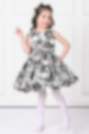 Off-White Organza Floral Printed Dress For Girls by The Pony & Peony Co at Pernia's Pop Up Shop