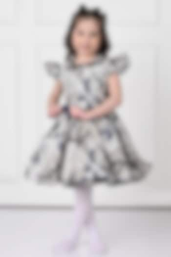 Off-White Jacquard Floral Printed Dress For Girls by The Pony & Peony Co at Pernia's Pop Up Shop