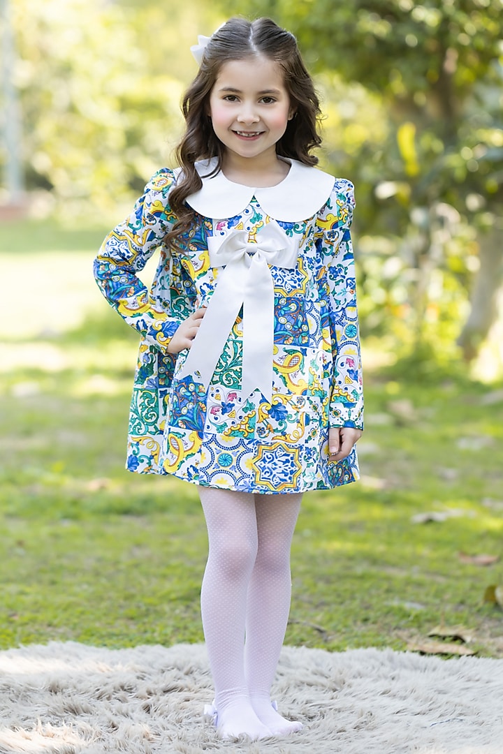 Multi-Colored Cotton Dress For Girls by The Pony & Peony Co at Pernia's Pop Up Shop