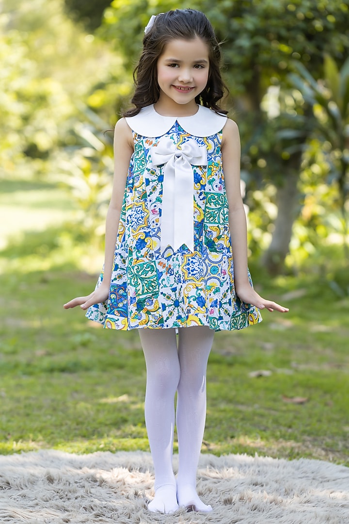 Multi-Colored Cotton Dress For Girls by The Pony & Peony Co at Pernia's Pop Up Shop