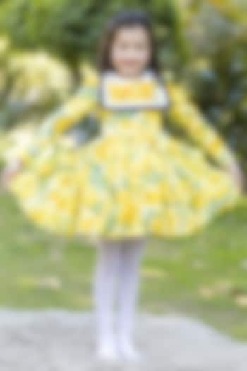 Yellow Cotton Dress For Girls by The Pony & Peony Co at Pernia's Pop Up Shop