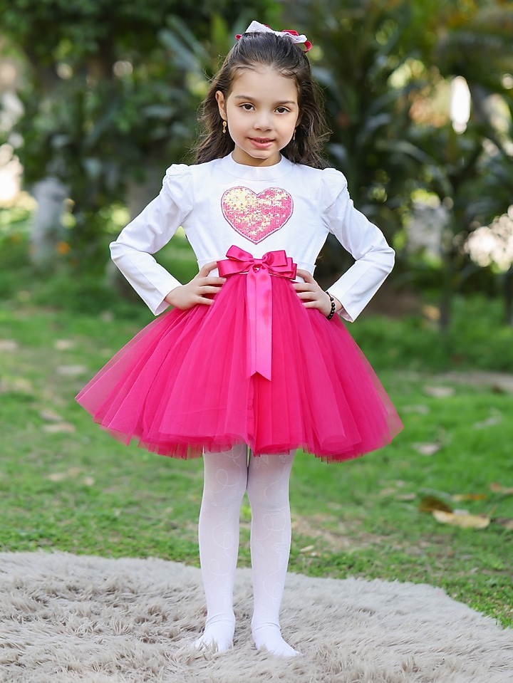 Magenta Cotton Dress For Girls by The Pony & Peony Co at Pernia's Pop Up Shop
