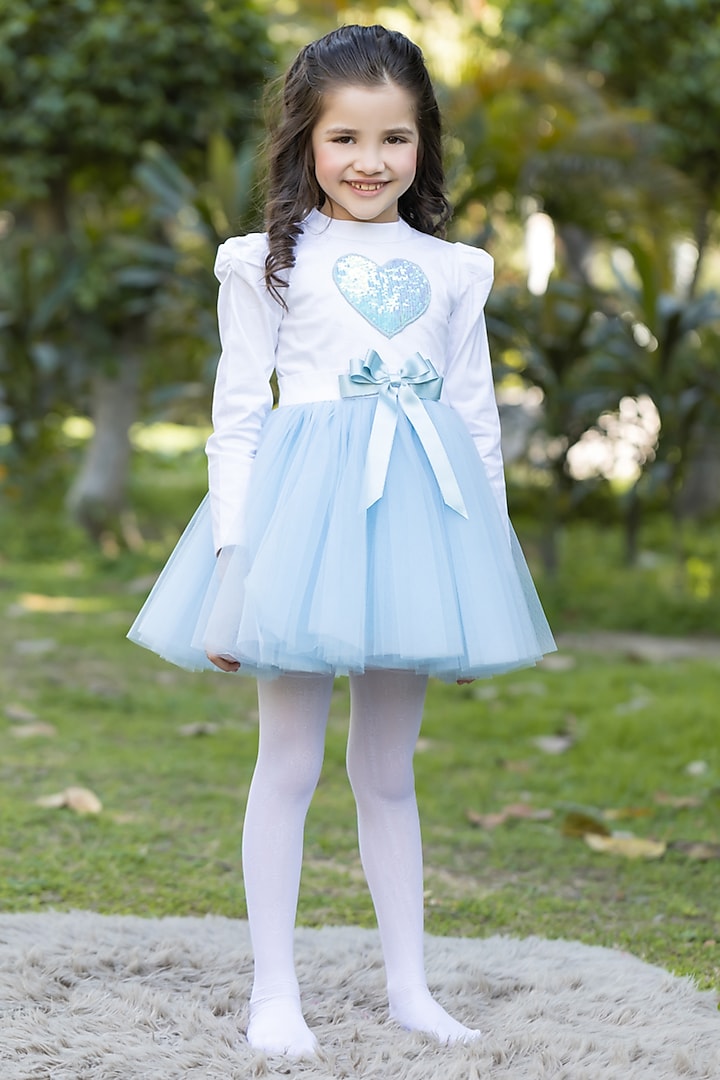 Blue Cotton Dress For Girls by The Pony & Peony Co at Pernia's Pop Up Shop