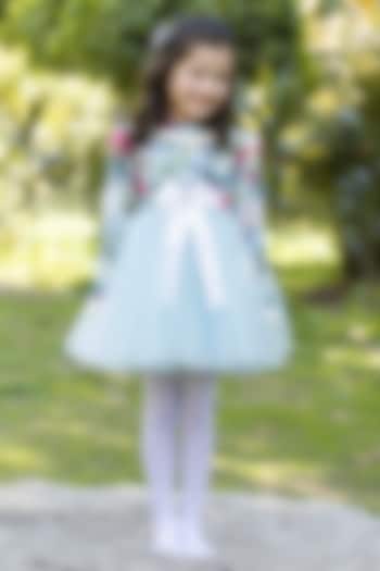 Blue Cotton Dress For Girls by The Pony & Peony Co at Pernia's Pop Up Shop