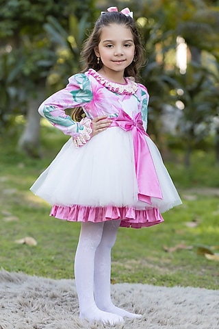 Pink Cotton Dress For Girls by The Pony & Peony Co