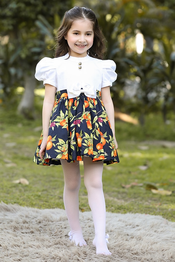Orange Cotton Dress For Girls by The Pony & Peony Co at Pernia's Pop Up Shop