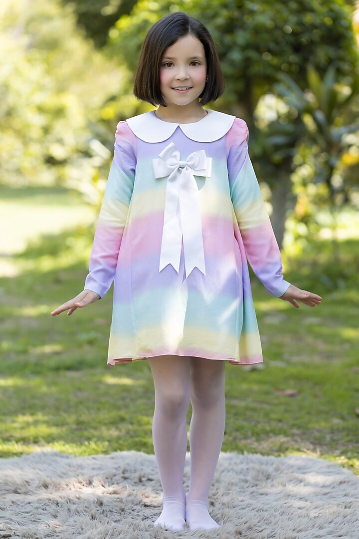 Multi-Colored Cotton Dress For Girls by The Pony & Peony Co at Pernia's Pop Up Shop