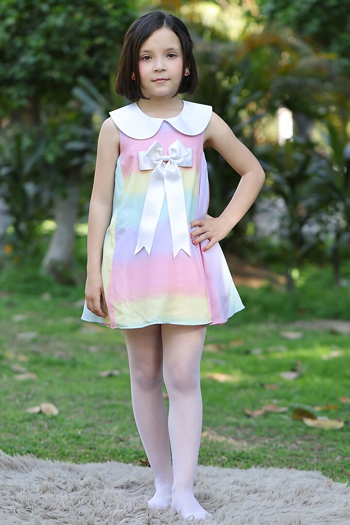 Multi-Colored Cotton Dress For Girls by The Pony & Peony Co at Pernia's Pop Up Shop