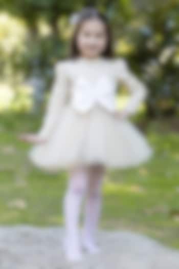 Beige Cotton Dress For Girls by The Pony & Peony Co at Pernia's Pop Up Shop