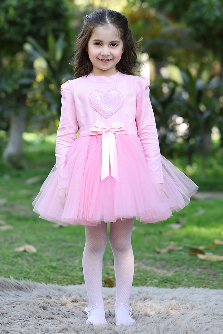 Pink Cotton Dress For Girls by The Pony & Peony Co at Pernia's Pop Up Shop