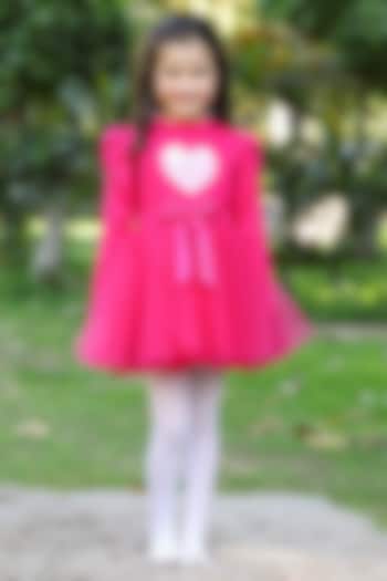 Magenta Cotton Dress For Girls by The Pony & Peony Co at Pernia's Pop Up Shop