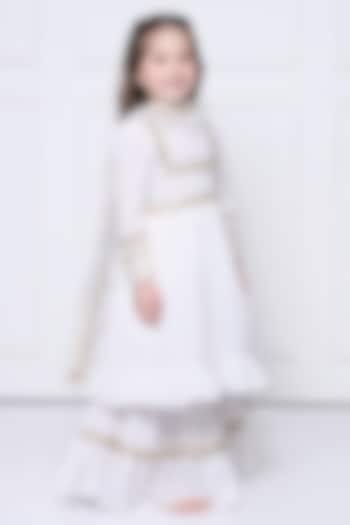 White Velvet Sharara Set For Girls by The Pony & Peony Co at Pernia's Pop Up Shop