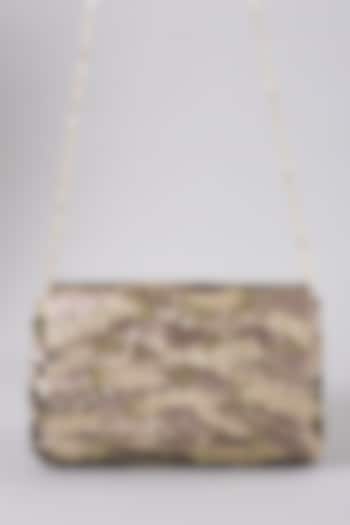 Copper Embellished Clutch With Sling Chain by The Purple Sack