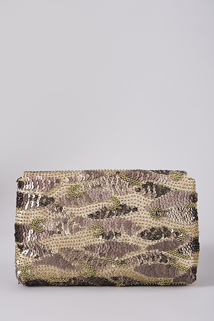 Copper Embellished Clutch With Sling Chain by The Purple Sack at Pernia's Pop Up Shop