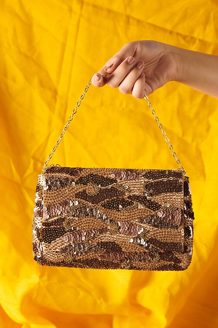 Multi-Colored Raw Silk Hand Embroidered Clutch by The Purple Sack at Pernia's Pop Up Shop